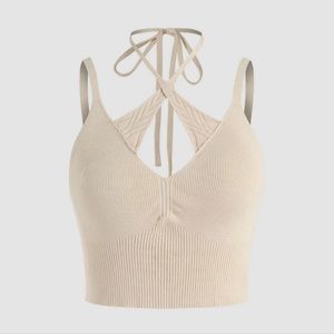 New! Rib Knit Lace-Up Criss Cross Crop Top